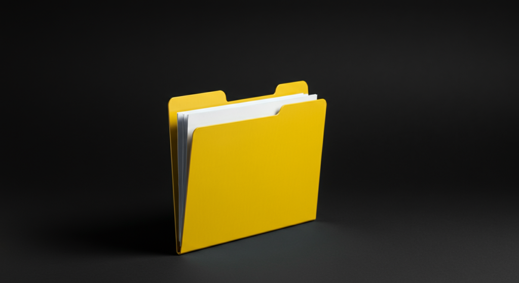A yellow file contains the lien documents to be filed.